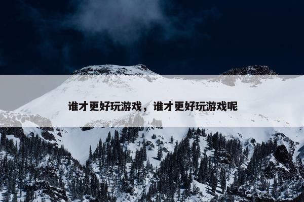 谁才更好玩游戏，谁才更好玩游戏呢