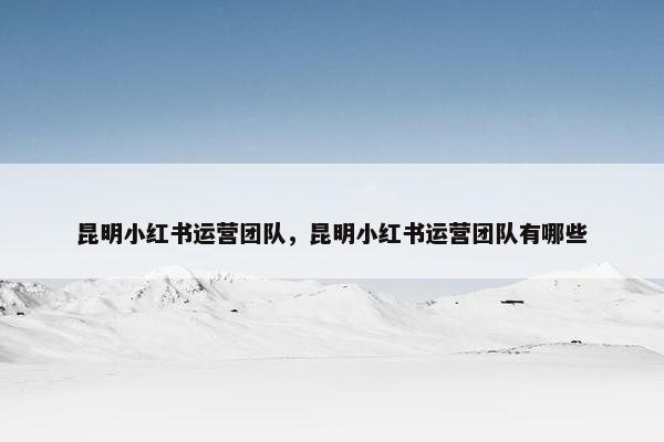 昆明小红书运营团队，昆明小红书运营团队有哪些