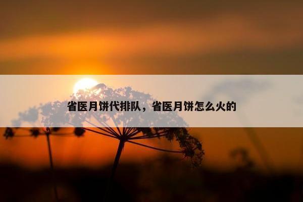 省医月饼代排队，省医月饼怎么火的