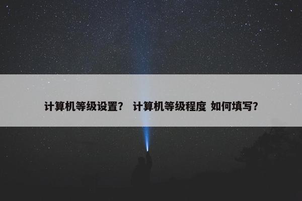 计算机等级设置？ 计算机等级程度 如何填写？